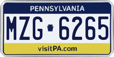 PA license plate MZG6265