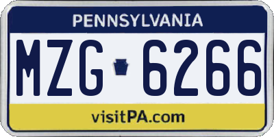 PA license plate MZG6266