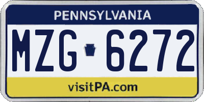 PA license plate MZG6272