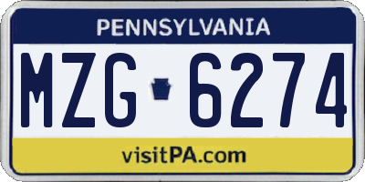 PA license plate MZG6274