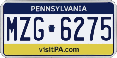 PA license plate MZG6275