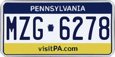 PA license plate MZG6278
