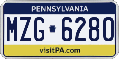 PA license plate MZG6280