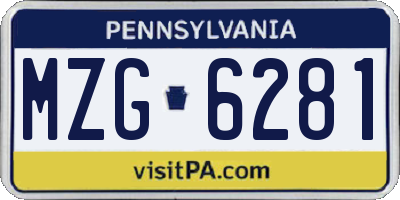 PA license plate MZG6281