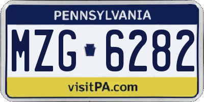 PA license plate MZG6282