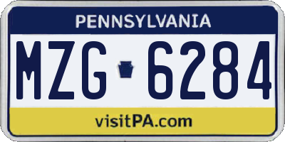 PA license plate MZG6284