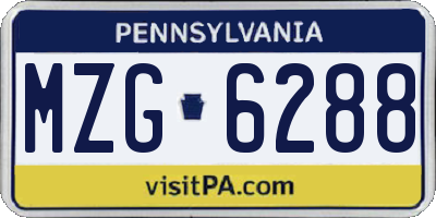 PA license plate MZG6288