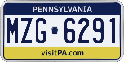 PA license plate MZG6291