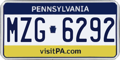 PA license plate MZG6292