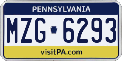 PA license plate MZG6293