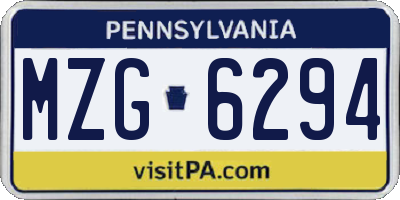 PA license plate MZG6294