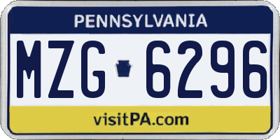 PA license plate MZG6296