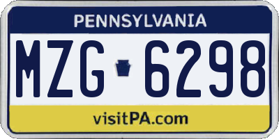 PA license plate MZG6298