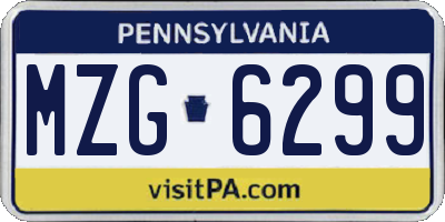 PA license plate MZG6299