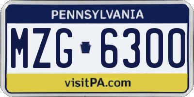 PA license plate MZG6300