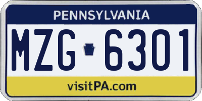 PA license plate MZG6301