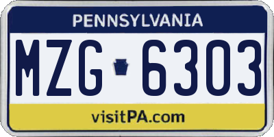 PA license plate MZG6303