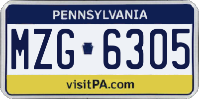 PA license plate MZG6305