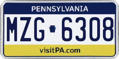 PA license plate MZG6308