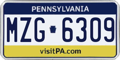PA license plate MZG6309