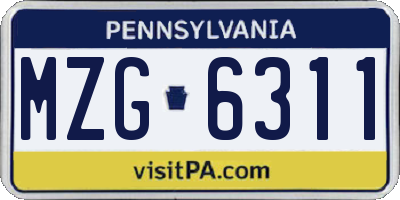 PA license plate MZG6311