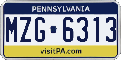 PA license plate MZG6313