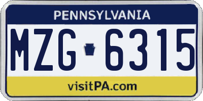 PA license plate MZG6315