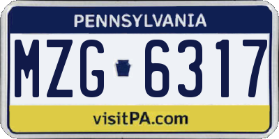 PA license plate MZG6317
