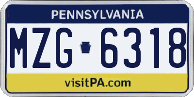 PA license plate MZG6318