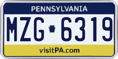 PA license plate MZG6319