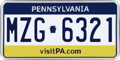 PA license plate MZG6321