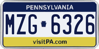 PA license plate MZG6326
