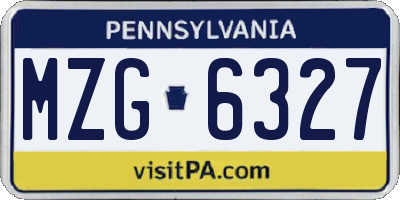 PA license plate MZG6327