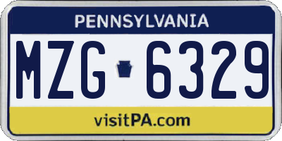 PA license plate MZG6329