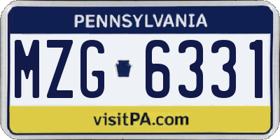 PA license plate MZG6331