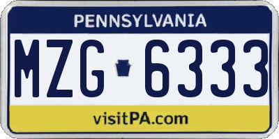 PA license plate MZG6333
