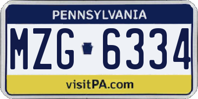 PA license plate MZG6334