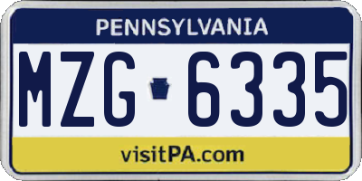 PA license plate MZG6335