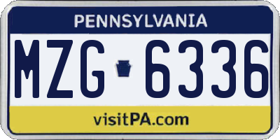 PA license plate MZG6336