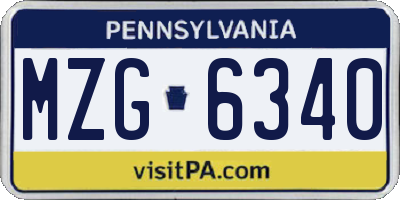 PA license plate MZG6340