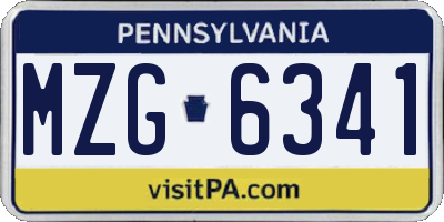 PA license plate MZG6341
