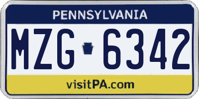 PA license plate MZG6342