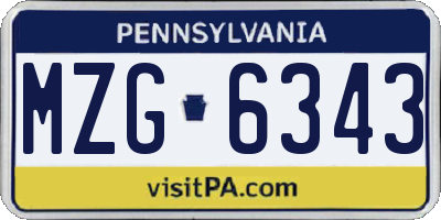 PA license plate MZG6343