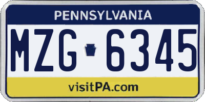 PA license plate MZG6345