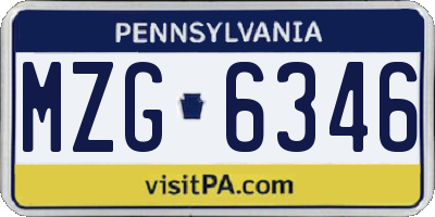 PA license plate MZG6346