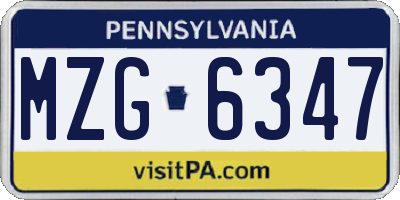 PA license plate MZG6347