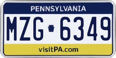 PA license plate MZG6349