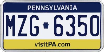 PA license plate MZG6350