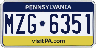 PA license plate MZG6351