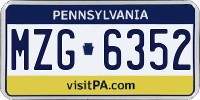 PA license plate MZG6352